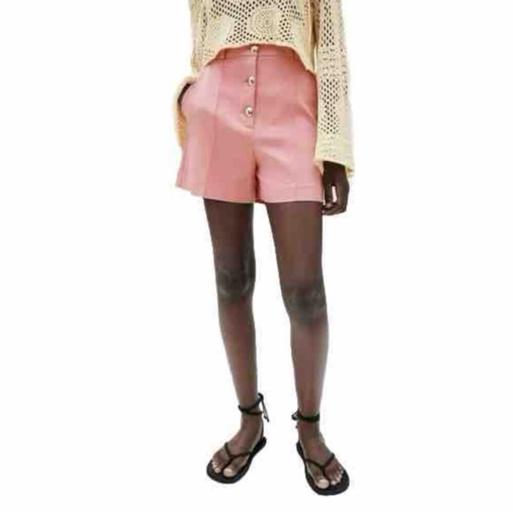 NWT ZARA High Waisted Button Fly STYLISH Dressy Shorts Side Pockets Size XS